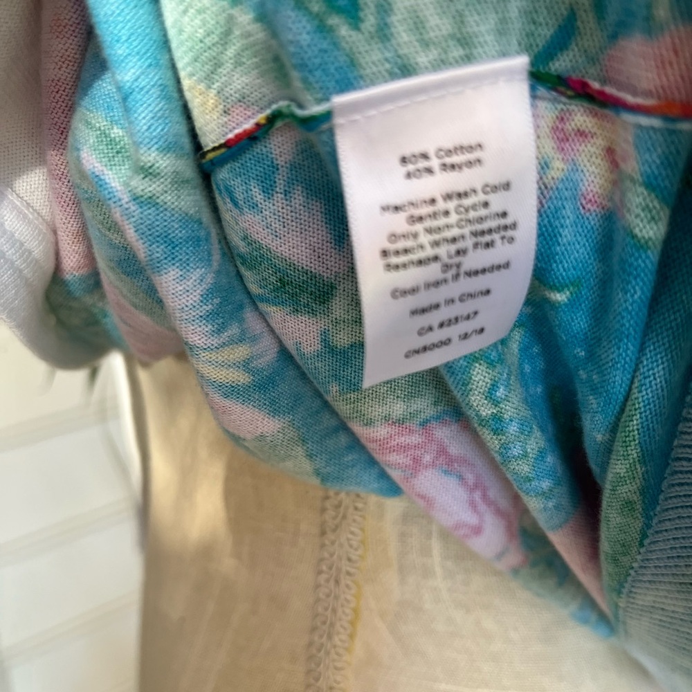 Talbots Luxury Garden Collection Cardigan, Turquoise Floral Print, Size XLP, EUC - Picture 5 of 10